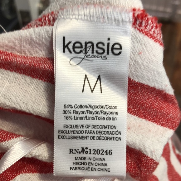 kensie jeans romper Women's M Medium red white striped chevron wide legs linen - Picture 10 of 11